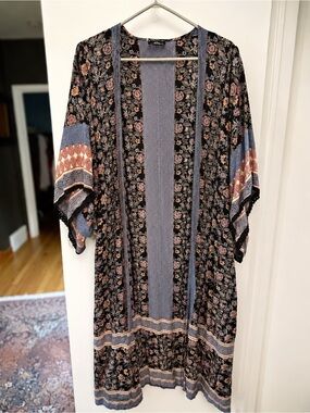 Angie Boho Floral Kimono Duster Cardigan